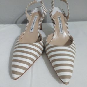 Manolo Blahnik Carolyne Stripe Slingback Pumps
